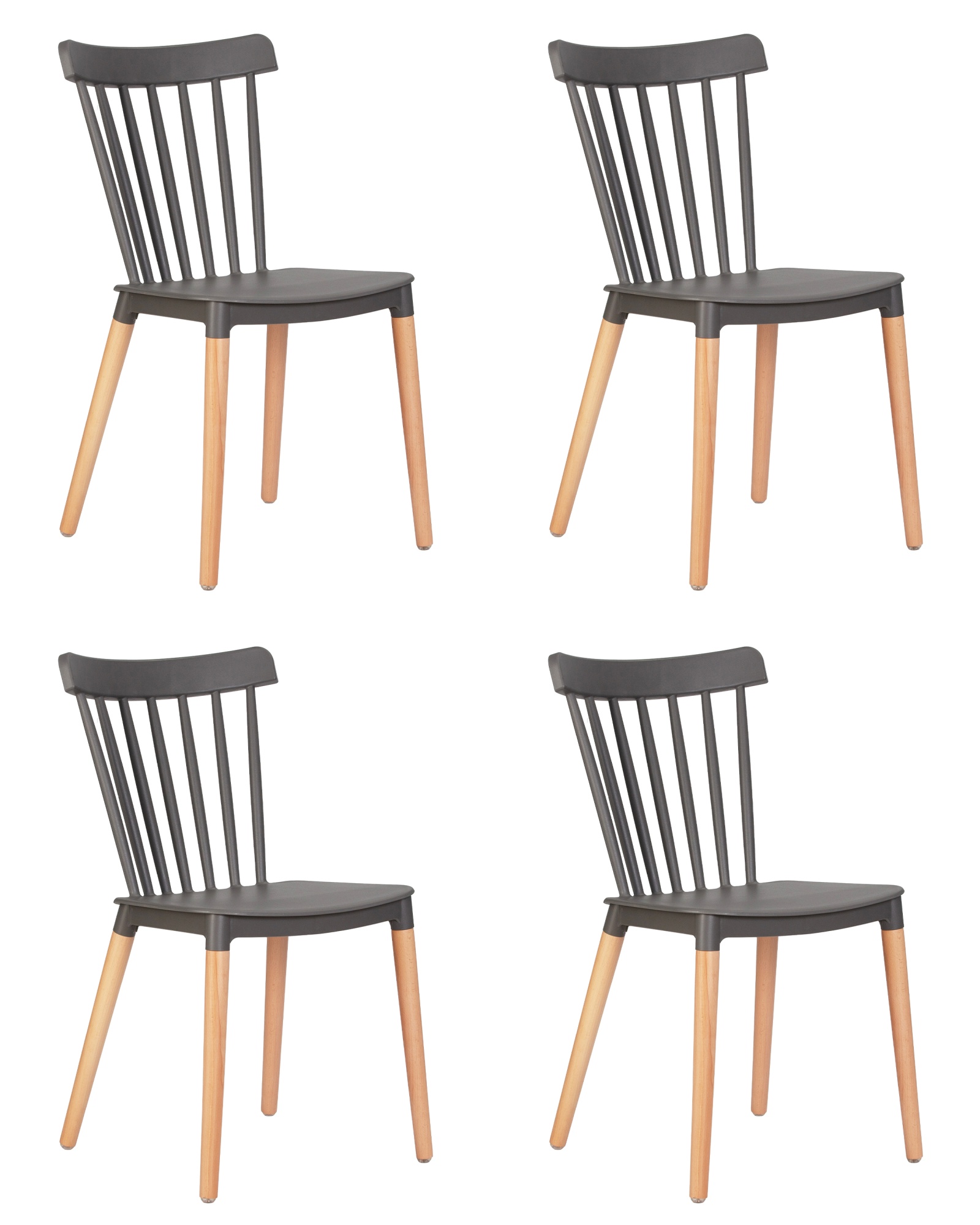 Набор 4 шт Стул обеденный THEO, ножки светлый бук темно-серый (GR-04)