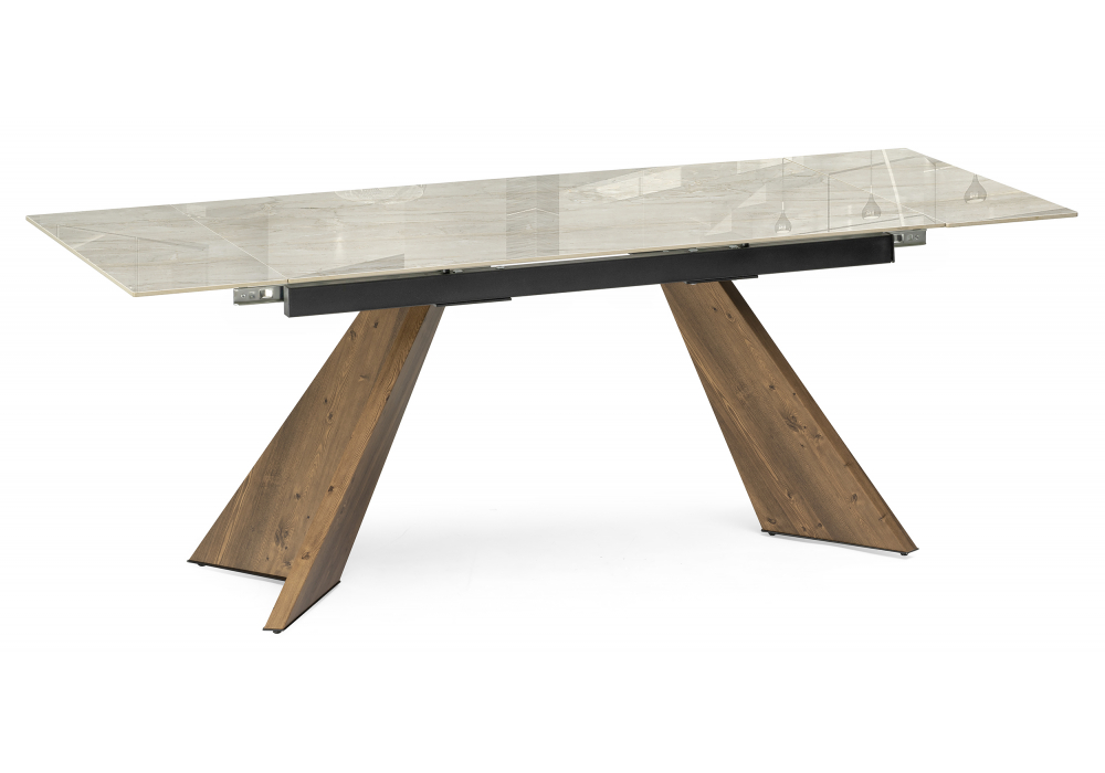 Керамический стол Ливи 140(200)х80х78 серый, орех кантри