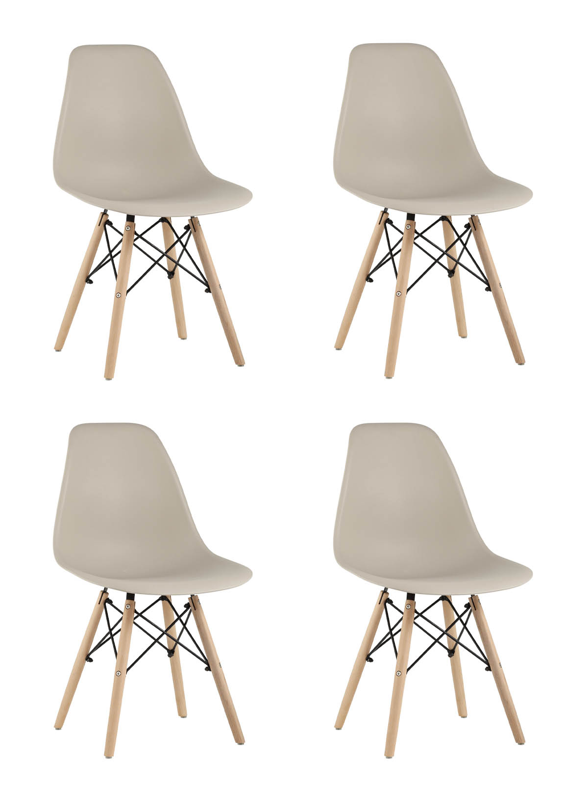 Стул Eames Style DSW бежевый x4 (разборный каркас)