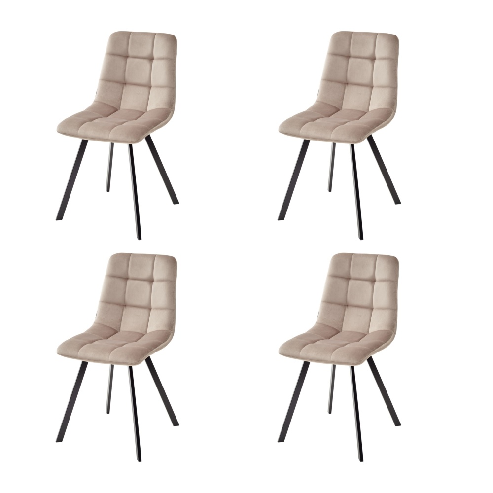 Стул CHILLI SQUARE BLUVEL-40 бежевый, велюр, черный каркас