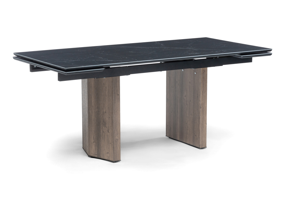 Керамический стол Монерон 180(240)x90 черный кварц, орех кантри