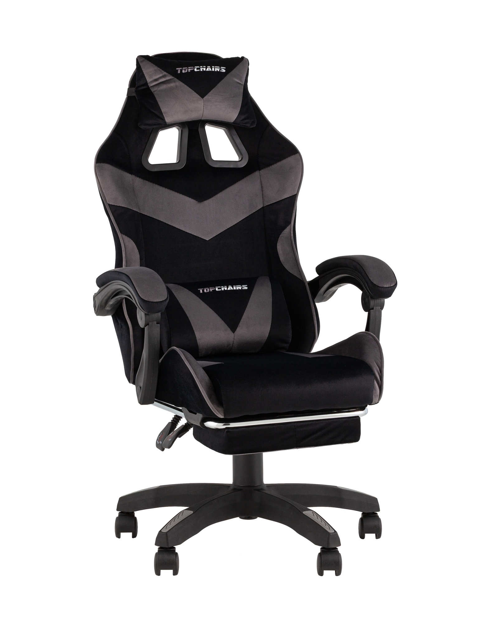 Кресло спортивное TopChairs MG-7019 велюр черно-серый