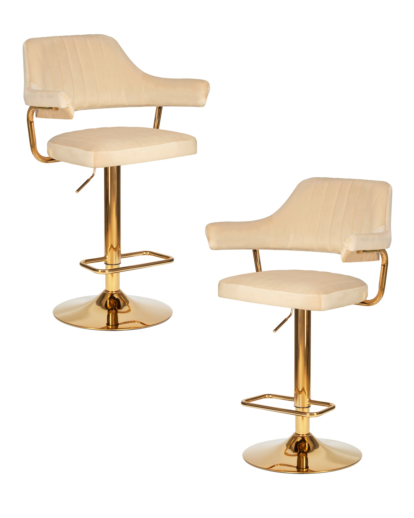 Набор 2 шт Стул барный CHARLY GOLD, бежевый велюр (MJ9-10)