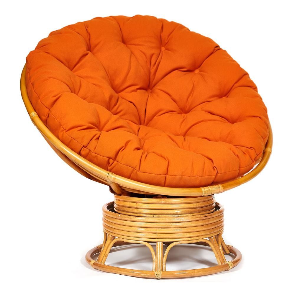 Кресло-качалка "PAPASAN" w 23 и 01 B с подушкой, мед, ткань оранжевый, С 23
