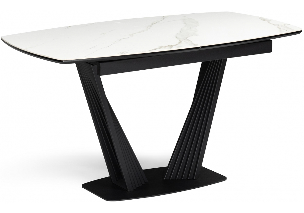 Керамический стол Вейл 140(180)х80 белый мрамор snow white, черный