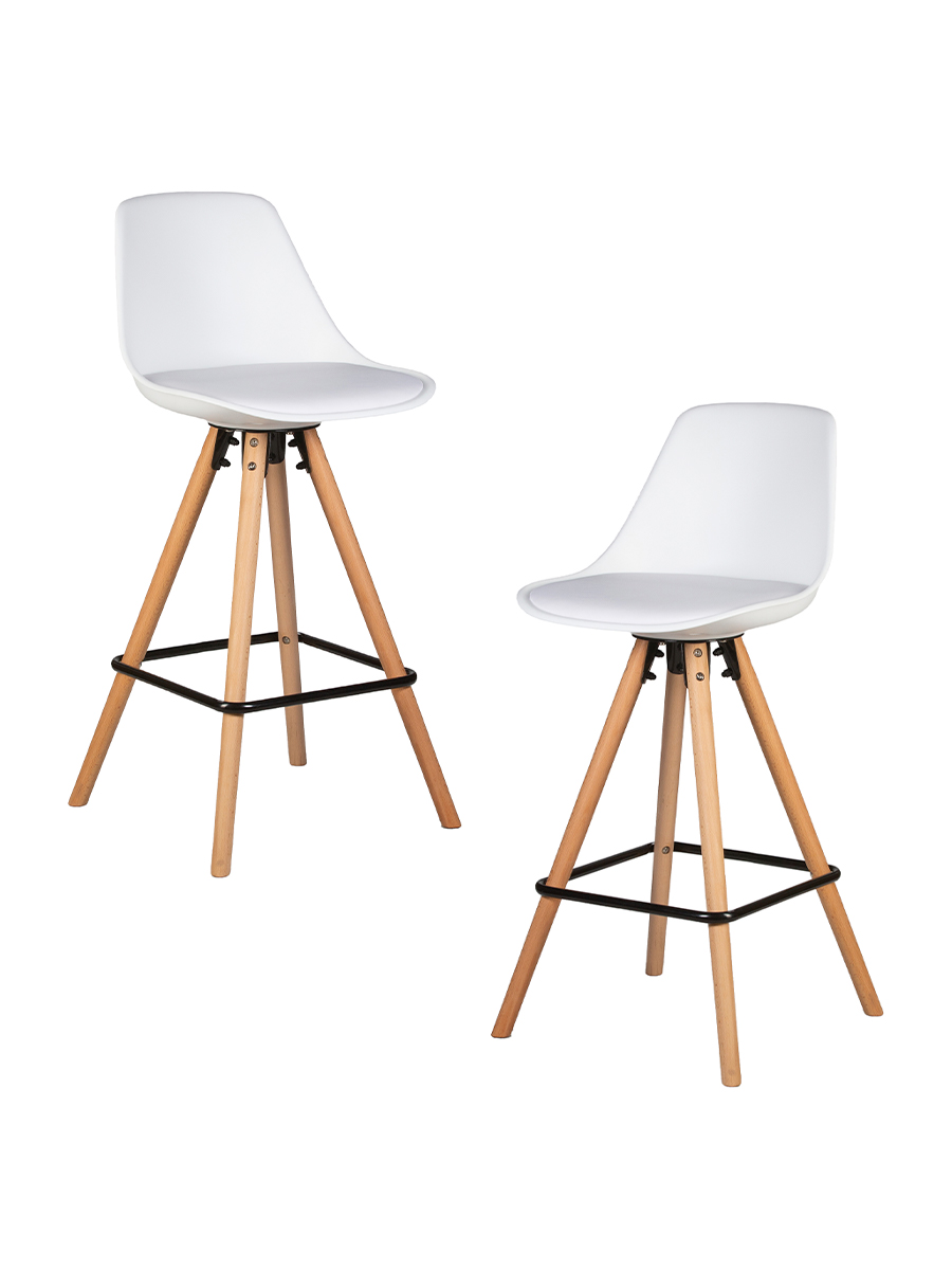 Набор 2 шт Стул полубарный RONNI, ножки светлый бук, белый (ZL-W-02)