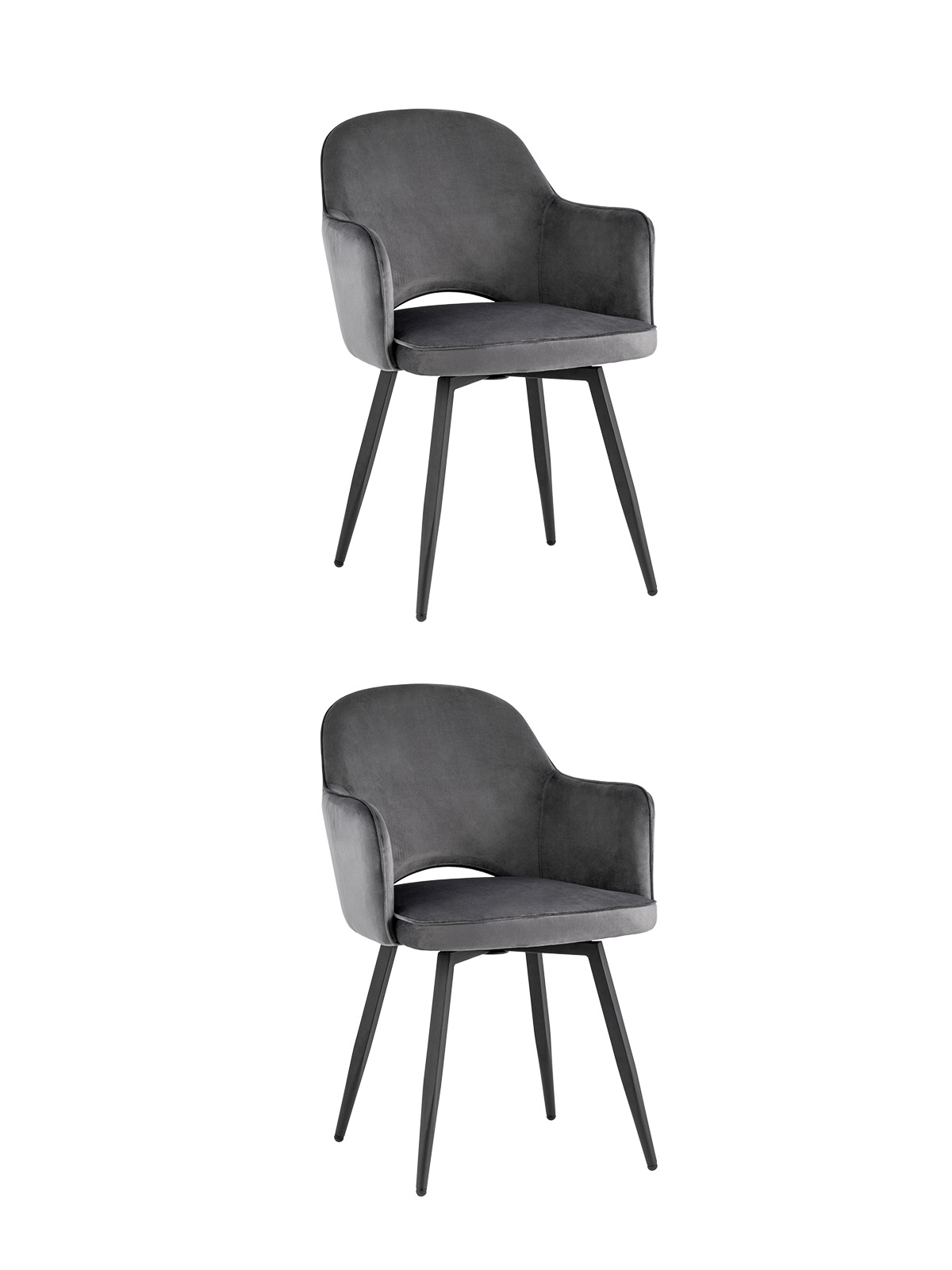 Стул Венера вращающийся велюр серый 2 шт.