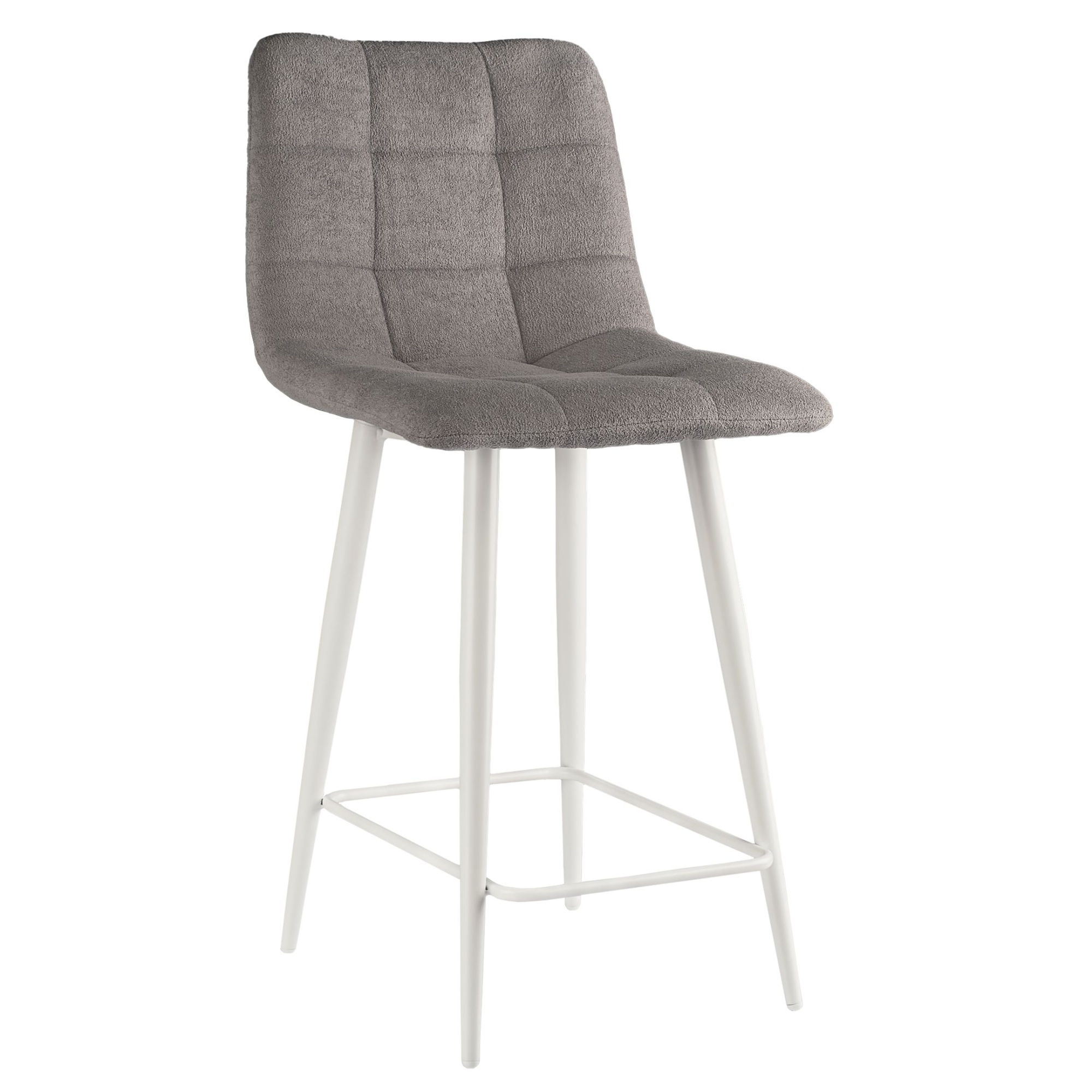 Стул полубарный на белых ножках Base букле серый MOSS 960 60см