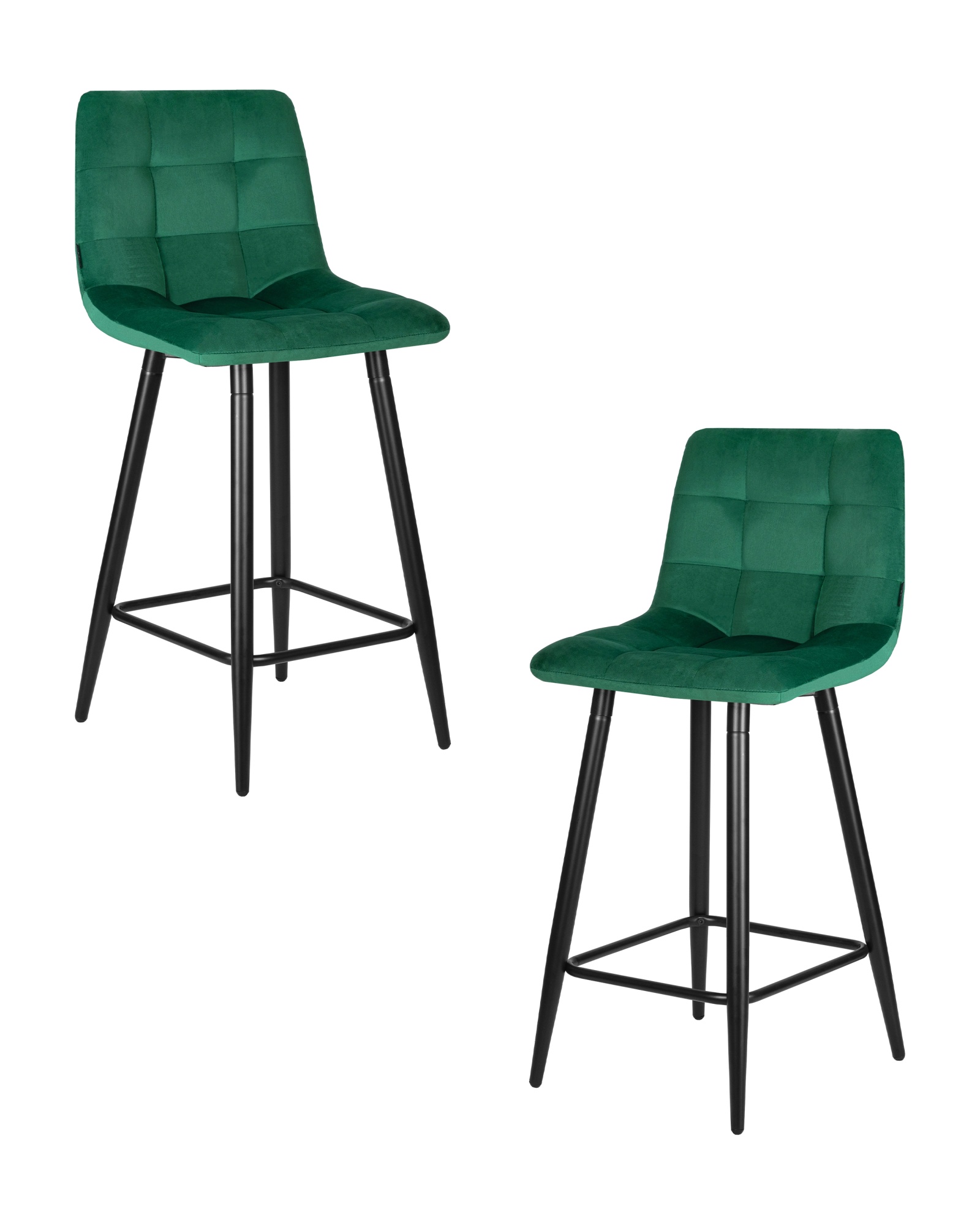 Набор 2 шт Стул полубарный OLIVIA, черные матовые ножки, зеленый велюр (108-64)