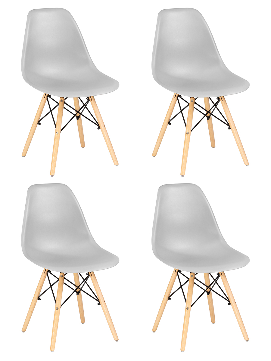 Набор 4 шт Стул обеденный DSW, ножки светлый бук светло-серый (GR-01)