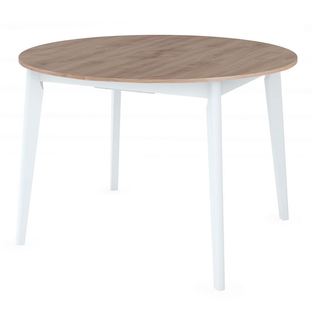 Стол Oslo круглый раскладной 110-140x110x76см, дуб навара, белый