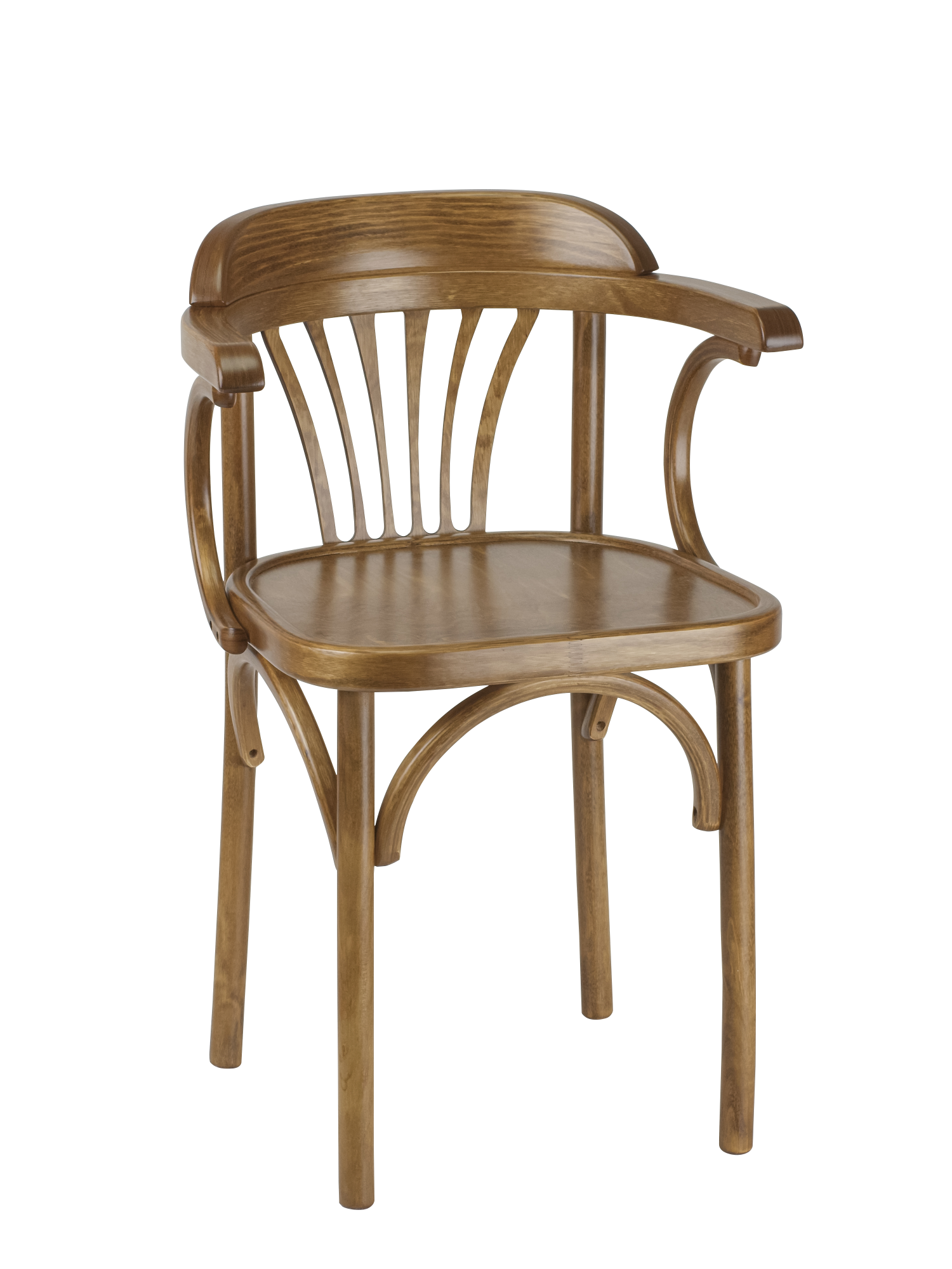 Деревянный стул Венский дуб медовый с твердым сиденьем с дугами назад