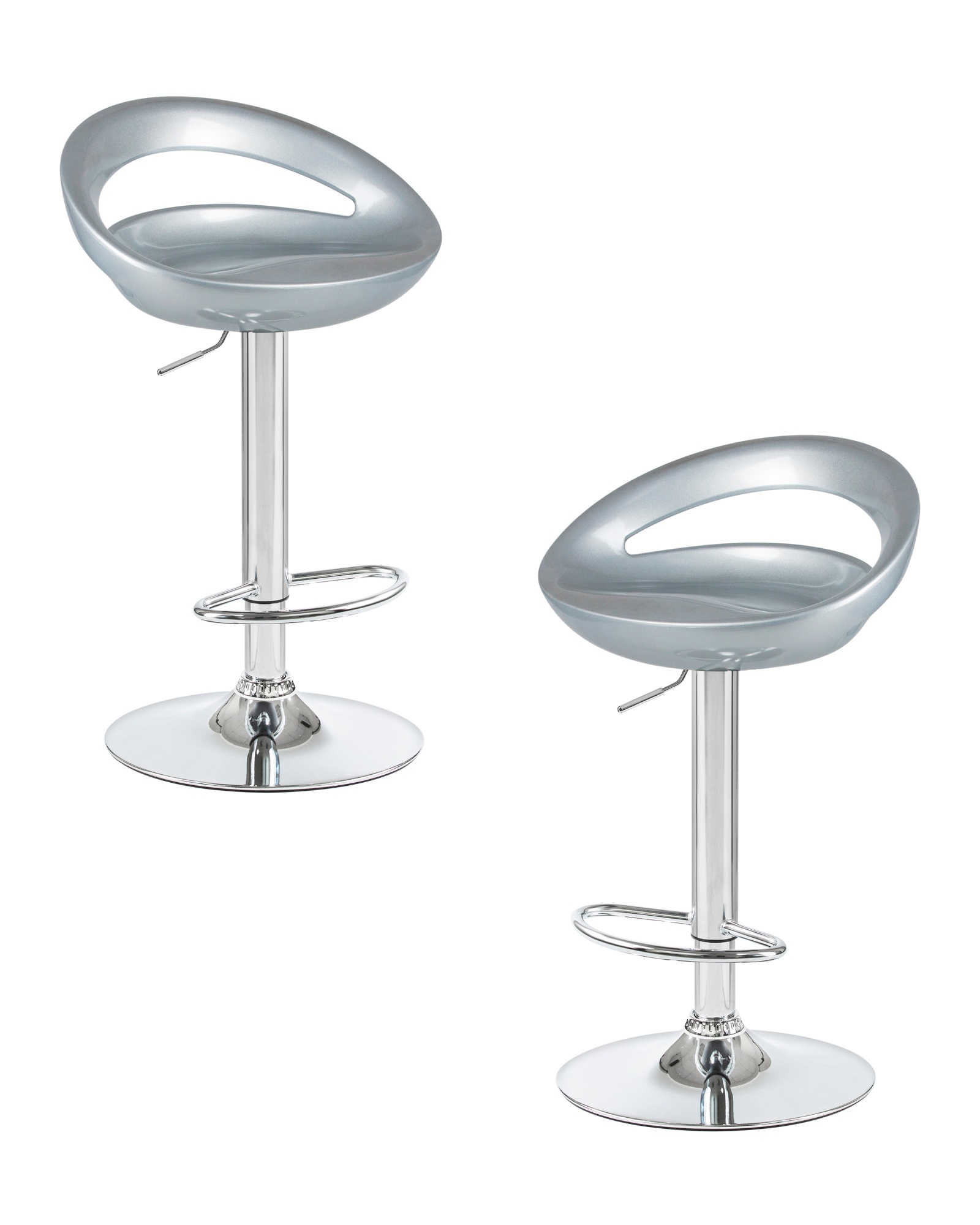 Набор 2 шт Стул барный DISCO, серебряный