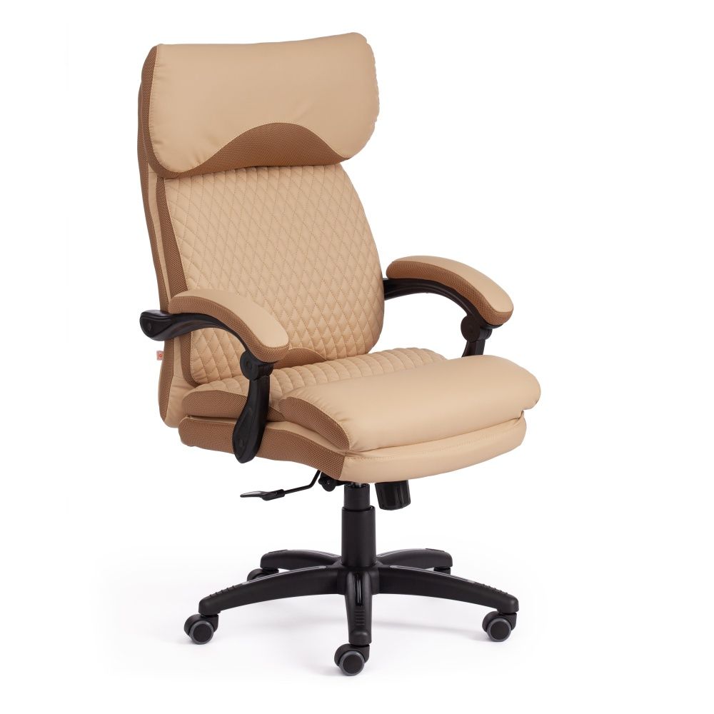 Кресло CHIEF экокожа и ткань бежевый и бронза