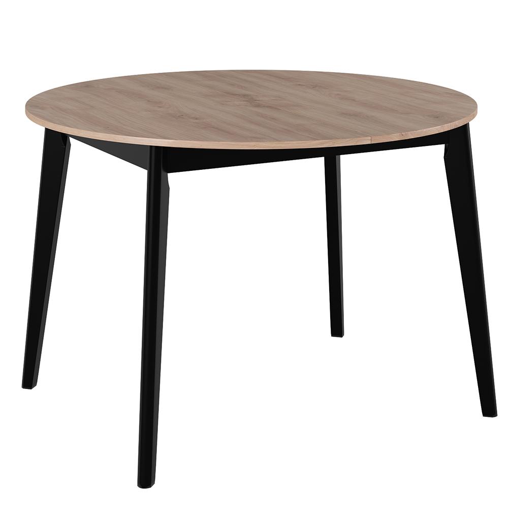 Стол Oslo круглый раскладной 110-140x110x76см, дуб навара, черный
