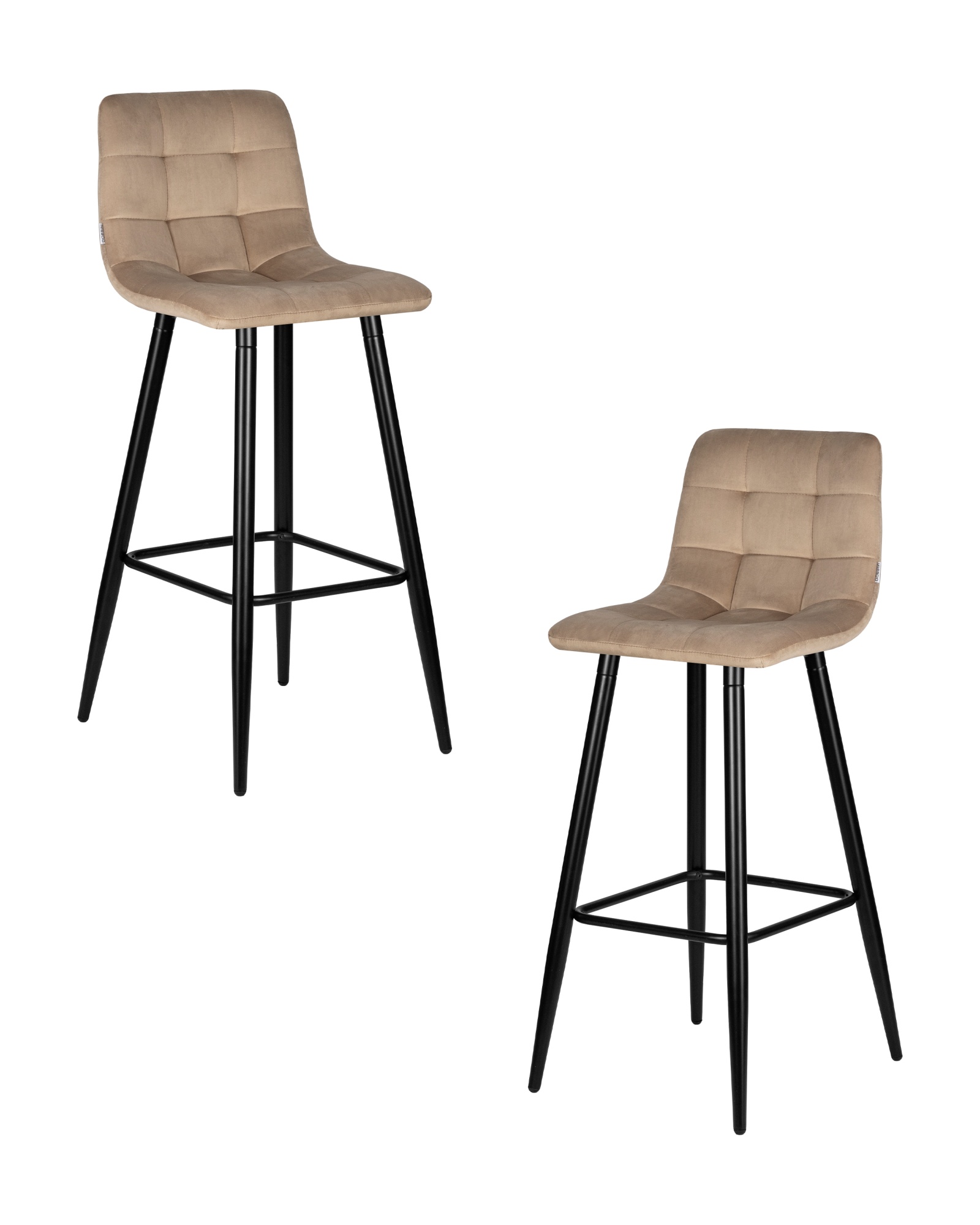 Набор 2 шт Стул барный NICOLE, черные матовые ножки, мокко велюр (108-104)