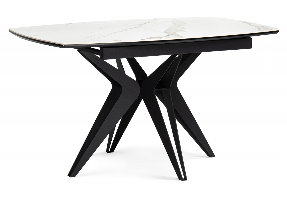 Керамический стол Риполь 140(180)х80 белый мрамор snow white, черный