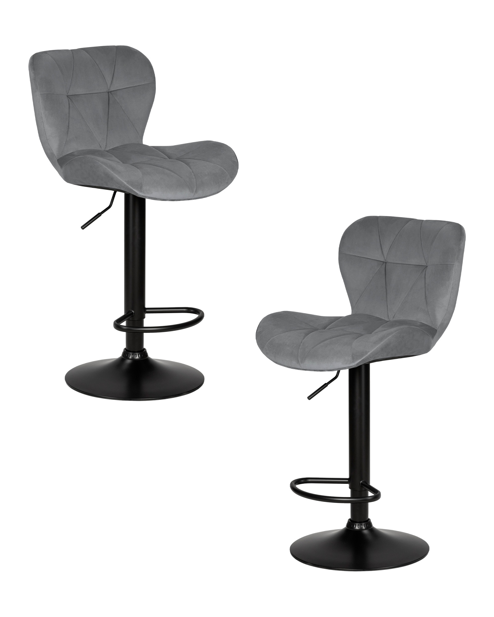 Набор 2 шт Стул барный BARNY BLACK, серый велюр (MJ9-75)