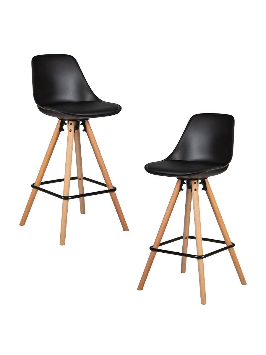 Набор 2 шт Стул полубарный RONNI, ножки светлый бук, черный (B-03)