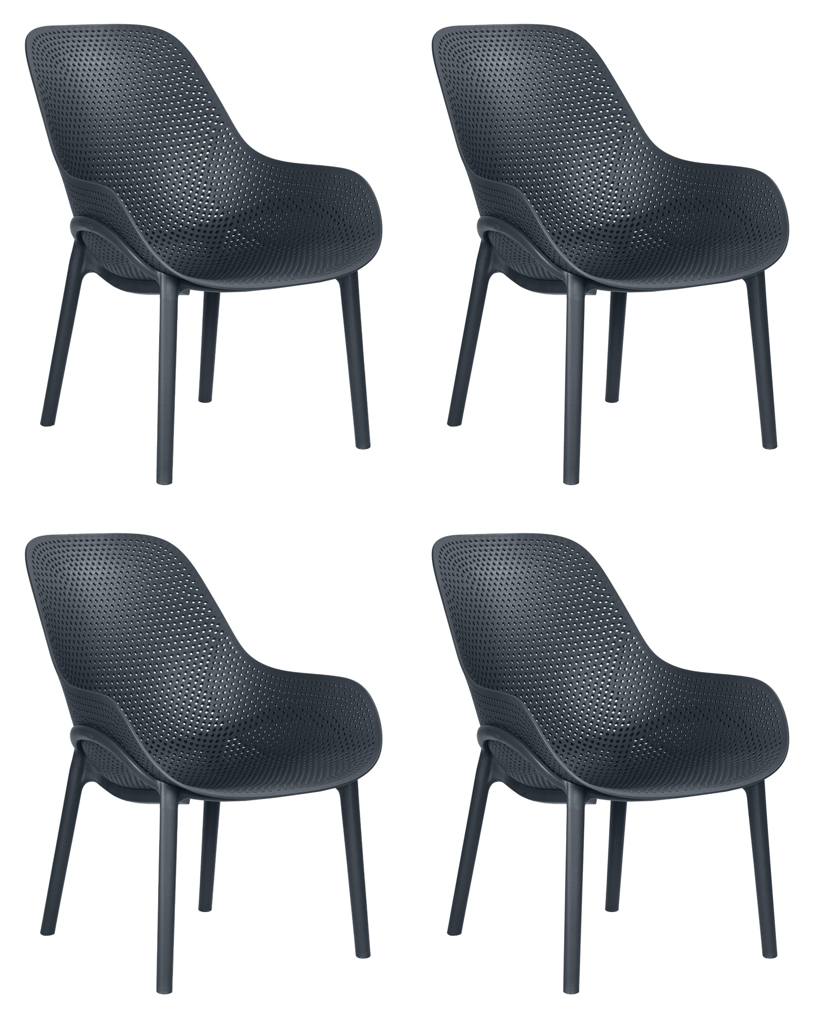 Набор 4 шт Кресло LONZO, антрацит (GR-12) с УФ-защитой