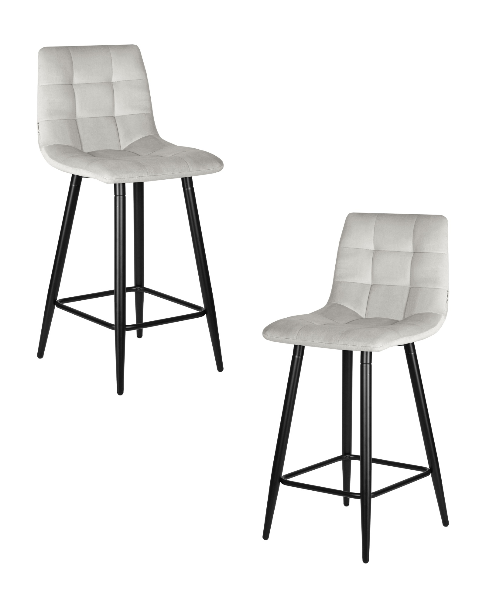 Набор 2 шт Стул полубарный OLIVIA, черные матовые ножки, светло-серый велюр (108-52)