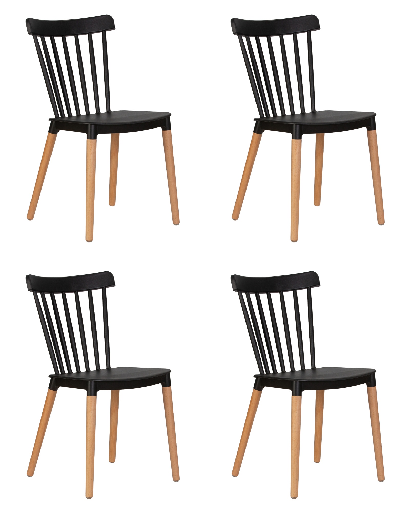Набор 4 шт Стул обеденный THEO, ножки светлый бук черный (B-03)