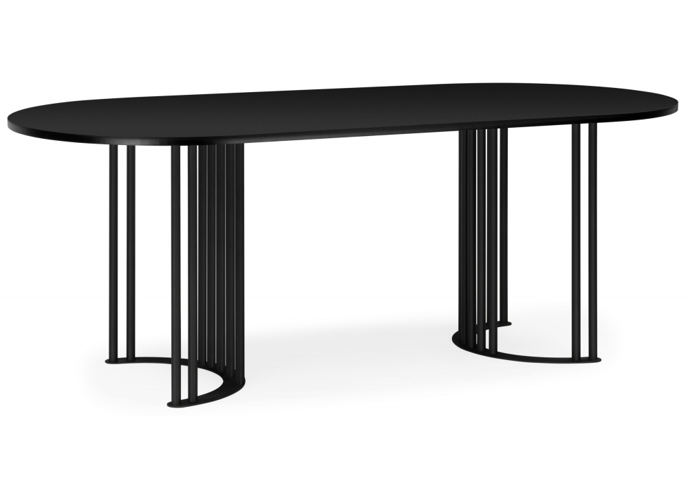 Стол деревянный Хьюго О 200 х 90 черная шагрень пленка, черные ноги