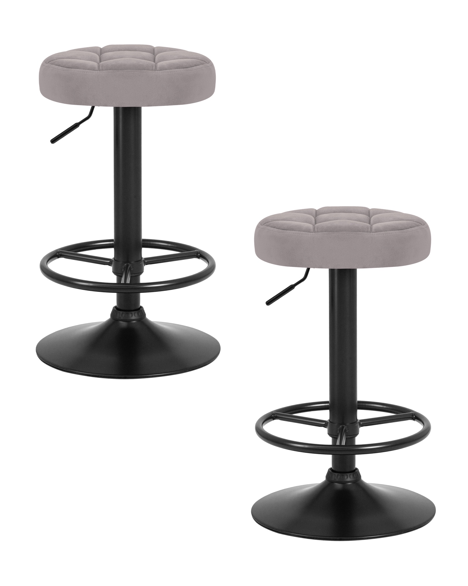 Набор 2 шт Табурет барный BRUNO BLACK, серый велюр (MJ9-75)
