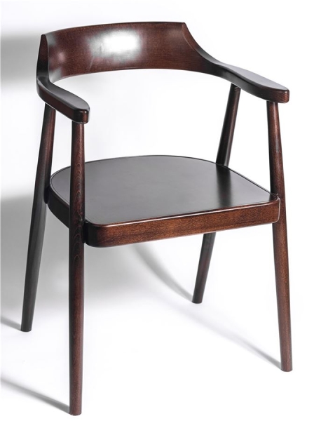 Деревянное полукресло венское Mercurius темный орех с твердым сиденьем