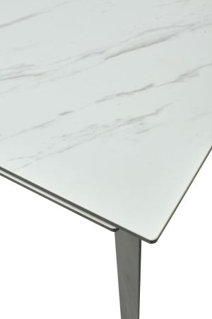 Стол CREMONA 140 KL-99 белый мрамор матовый итальянская керамика, черный каркас