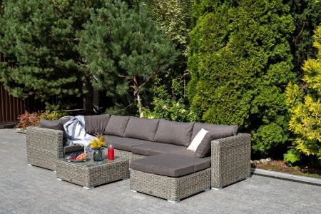 Журнальный столик "Лунго" плетеный (гиацинт), серый