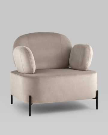 Кресло Кэнди с подлокотниками велюр светло-серый