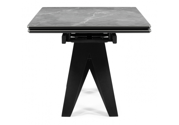 Керамический стол Блэкберн 140(200)х80 серый мрамор larka grey, черный