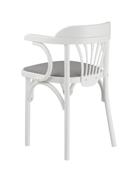 Деревянный стул Венский белый с мягким сиденьем из ткани RS15 с дугами назад