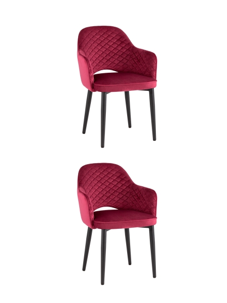 Стул Венера диамант велюр бордовый, черные ножки 2 шт.