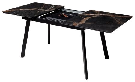 Стол АРУБА 140 МЕЙДЖИК, стекло, черный каркас