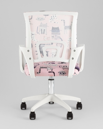 Кресло офисное TopChairs Simple SN Junior принт Pink Cats пластик белый