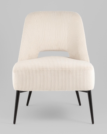 Кресло лаунж Бостон велюр рельефный молочный