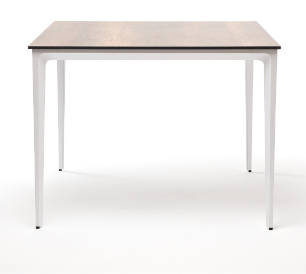 "Малага" обеденный стол из HPL 90х90 см, цвет "дуб", каркас белый