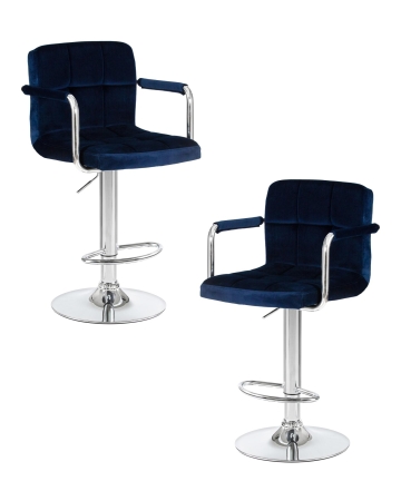 Набор 2 шт Стул барный KRUGER ARM, синий велюр (MJ9-117)