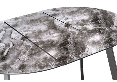 Стол Алингсос черная шагрень, мрамор серый