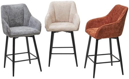 Полубарный стул ERYK 180 градусов поворот, бежевый, шенилл, черный каркас (H=67)