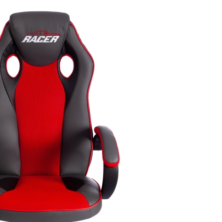 Кресло RACER GT new экокожа и ткань, металлик и красный