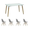 Стол Dix белый + 4 стула EAMES style серые