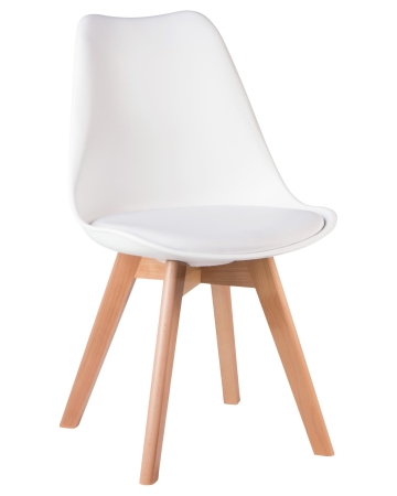 Набор 4 шт Стул обеденный JERRY SOFT, ножки светлый бук сиденья белый (W-02)