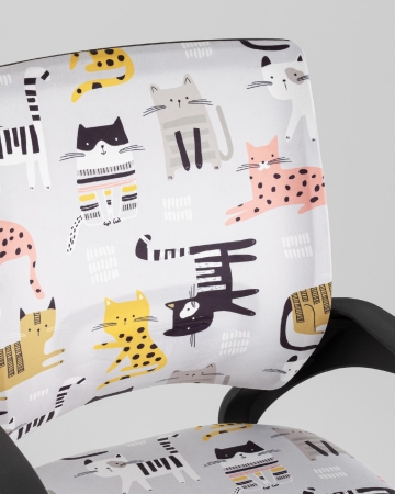 Кресло офисное TopChairs Simple SN Junior принт Blue Cats пластик черный