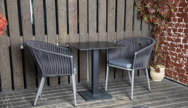 "Каффе" интерьерный стол из HPL квадратный 64х64см, цвет "серый гранит" "Каффе" интерьерный стол из HPL квадратный 64х64см, цвет "серый гранит"