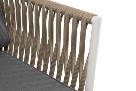 "Касабланка" кресло плетеное из роупа, каркас алюминий светло-серый (RAL7035) муар, роуп серо-коричневый 23мм, ткань серая 017