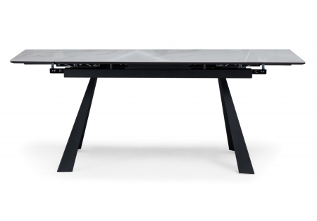 Керамический стол Маунт 140x80 белый мрамор, черный кварц, черный