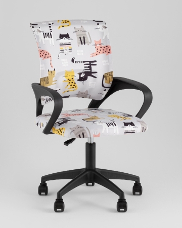 Кресло офисное TopChairs Simple SN Junior принт Blue Cats пластик черный